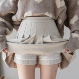 High Waist Mini Skirt Women Spring Korean Style Solid Color All-match Woolen Ladies A-line Short Skirts