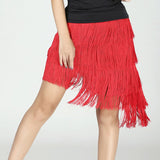 Sexy Women Latin Dance Skirt 5 Layers Fringe Irregular Hem High Low Skirt Dance Performance Contest Show Party Skirt Dancewear