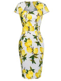 2022 50s 60s Womens Summer Floral Retro Vintage Dresses Wear to Work Business Office Party Sheath Bodycon Pencil Dress