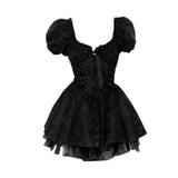 Gothic Black Mini Women Vintage Sexy Spaghetti Strap High Waist 90s Egirl Punk Grunge Slim Party Club Dress