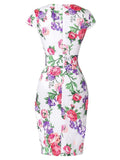 2022 50s 60s Womens Summer Floral Retro Vintage Dresses Wear to Work Business Office Party Sheath Bodycon Pencil Dress