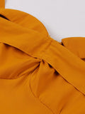Ginger Knot Front Summer Vintage Pleated Dress Women Spaghetti Strap Vacation Party Polyester Dresses