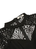 Hollow Out Front Elegant Evening Festival Black Dresses for Women Lace Long Sleeve Ladies Vintage Sexy Swing Dress