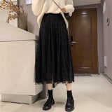 Ladies Elegant A-line Long NSpring Korean Style All-match Mesh High Waist Women Casual Skirt