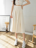 Women Casual Pleated Skirts Korean Style Big Swing All-match High Waist Ladies Elegant A-line Long Skirt