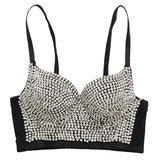 Bustier Lingerie Sexy Removable Strap Rhinestones Shiny Corset Night Club Party Crop Top Push Up Bra