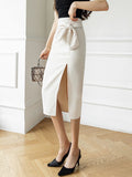 Office Lady Elegant Pencil Summer Korean Style Bow All-match High Waist Women Skirts