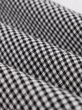 Black and White Gingham High Waist Sexy Halter Party Dresses for Women Single Breasted Backless Flare Vintage Dress