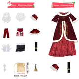 Christmas Santa Claus Costumes Set Xmas Costumes for Couples Men Women Adult Deluxe Velvet Christmas Party Cosplay Suit