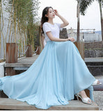 Chiffon Long Women Elegant Casual High Waist Boho Beach Maxi Solid Dance Skirt Streetwear