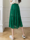 Women Casual Chiffon Summer Korean Style All-match Loose High Waist Ladies Elegant Pleated Skirt