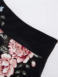 Peony Floral Vintage A Line Black Flare Swing Skirts Womens Summer Cotton 1950S Retro Skater Skirt