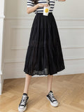 Women Casual Chiffon Summer Korean Style All-match Loose High Waist Ladies Elegant Pleated Skirt