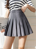 High Waist Summer Chic Solid A Line Mini Skirts Korean Zipper Preppy Style Pink Girls Short Pleated Skirt