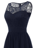 Evening Gowns for Women Elegant Party Lace and Chiffon Pleated Maxi Dress O-Neck Sleeveless Vintage Dresses
