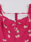 Sweetheart Neckline Rose Red Floral Vintage Party Dresses Women New In A-Line Ladies Birthday Dresses Summer Sale