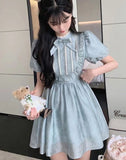 Summer Chiffon Lace Ruched Sweet Mini Korea Tie Dye Patchwork Party Hem Lace Mesh Kawaii Dress