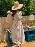 Summer New Women Elegant Midi Dresses Casual Holiday Floral Print Party Robe Vsetdios