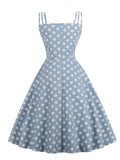 Spaghetti Strap Bow Front Polka Dot Vintage Summer Tunics Party Wear Women Cotton Rockabilly Retro Dress