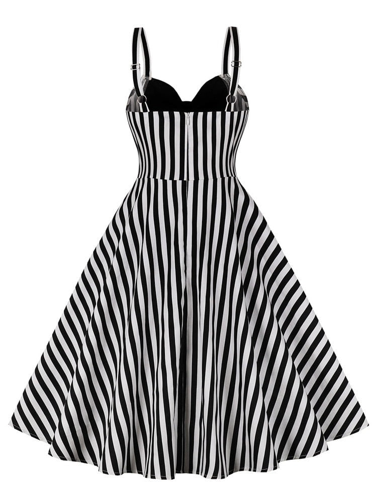 1950s Pinup Vintage Style Plaid High Waist Women Bow V-Neck Cotton A Line Retro Party Dress