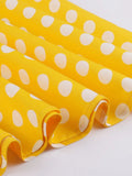 Women Oversize 4XL Vintage Dress Summer Outfits Shirred Back Polka Dot Print Backless Midi Dresses in Yellow