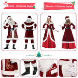 Christmas Santa Claus Costumes Set Xmas Costumes for Couples Men Women Adult Deluxe Velvet Christmas Party Cosplay Suit