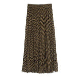 Vintage Plaid Print High Waist Stretchy Pleated Long A-Line Skirts Women Boho Beach Maxi Skirt