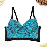 Bustier Lingerie Sexy Removable Strap Rhinestones Shiny Corset Night Club Party Crop Top Push Up Bra