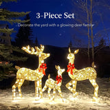 3Pcs Christmas Deer Decoration Light LED Reindeer Elk Luminous Sculptures Garden Lawn Outdoor Yard Christmas Ornaments