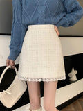 High Waist Women Spring Korean Style Patchwork Lace All-match Ladies Elegant Short Skirt