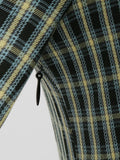 Notched Collar High Waist Belted Elegant Plaid Women Dress 3/4 Length Sleeve Autumn Vintage Pinup Clothes