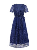 Sequin Embroidered Mesh Birthday Party Dresses Women Elegant V-Neck High Waist Spring Summer Cocktail Long Dress