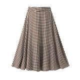 Korean Style Plaid Pleated Women Spring Summer High Waist A-line Long Student Summer Skirt