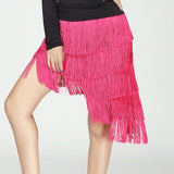 Sexy Women Latin Dance Skirt 5 Layers Fringe Irregular Hem High Low Skirt Dance Performance Contest Show Party Skirt Dancewear