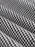 Contrast Collar Gingham Vintage Dresses for Women Button Front Short Sleeve 50s Rockabilly A Line Plaid Elegant Dress