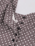 Sweetheart Neck Purple Elegant Long Dresses for Women Summer Single Breasted Pockets Polka Dot Vintage Tank Dress