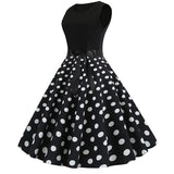 Black Polka Dot Summer Dress Women Vintage Pin up Vestidos Robe Femme Casual A-line Sleeveless  Party Dress