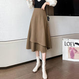 Ladies Elegant A-line Long Spring Korean Style Big Swing All-match High Waist Women Casual Skirt