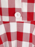 Gingham 50s Style Red Plaid Rockabilly Vintage Dresses for Women Button Front Halter Party Elegant Backless Dress