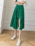 Women Casual Chiffon Summer Korean Style All-match Loose High Waist Ladies Elegant Pleated Skirt