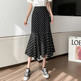 Women Chiffon Casual Spring Korean Style All-match Polka Dots Loose Ladies Elegant A-line Mermaid Skirt