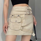 High Waisted Cargo Mini Skirt Harajuku Vintage 90s Sexy Pockets Clubwear