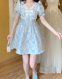 Summer Kawaii Lolita Patchwork Japanese Sweet Party Mini Korean Bow Lace Designer Dress