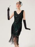 Sequin and Beaded 1920s Style Party Flapper Dresses for Women Elegant Cocktail Clothes Midi Fringe Vintage Dress