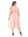 1XL 2XL 3XL 4XL Women Dress O-Neck Summer Lace and Chiffon High Waist A-Line Vintage Peplum Ladies Long Dresses