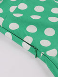 Green Surplice Neck Wrap Belted Vintage Robes Polka Dot Elegant Dress Women Short Sleeve Summer Pin Up Midi Dresses