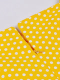 Sweetheart Neck Off Shoulder Party Elegant Women A-Line Vintage Dress Summer Clothes Cotton Polka Dot Dresses in Yellow