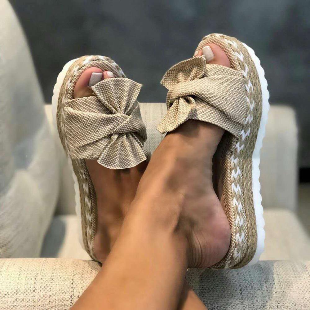 Women Platform Bow Summer Sandals Ladies Slipper Flip-Flops Shoe