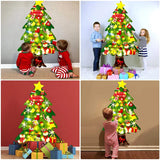 DIY Felt Christmas Tree Wall Hanging Artificial Xmas Tree with Santa Claus Snowflakes Ornament New Year Kid Child Toy Gift