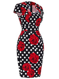 2022 50s 60s Womens Summer Floral Retro Vintage Dresses Wear to Work Business Office Party Sheath Bodycon Pencil Dress